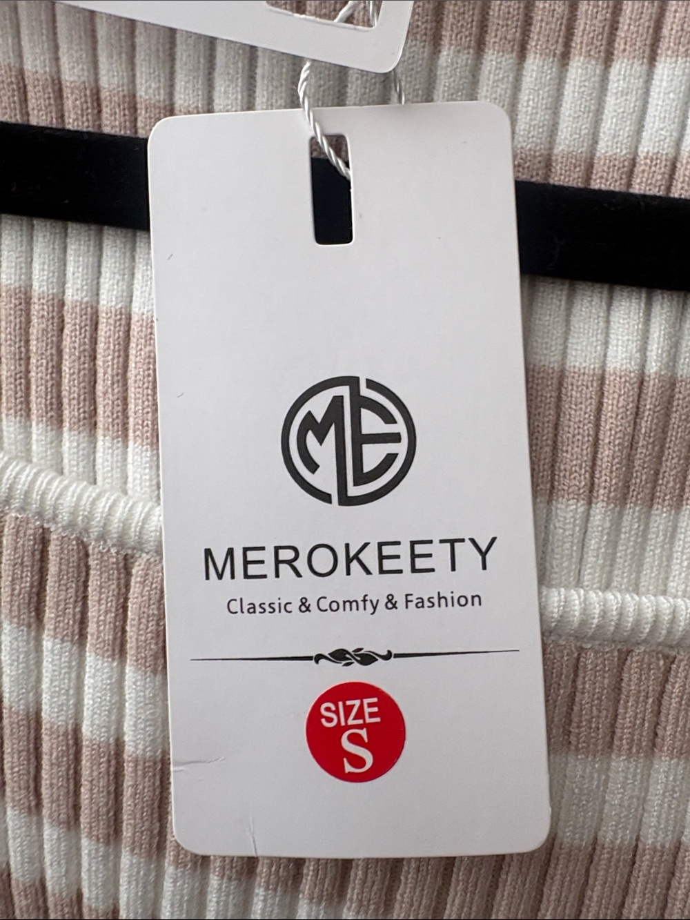 Striped Ribbed Tank Top - Cream & Tan - Picture 6 of 6